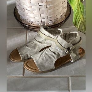 Blowfish Light Gray Buckle Sandals